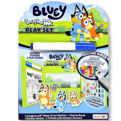 Bluey Imagine Ink Coloring and Stickers Set for Kids Road Trip & Travel Activity Includes Game Book, Sticker Sheet with Sticker Scenes