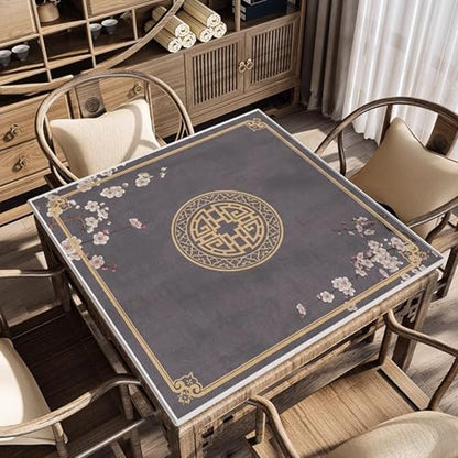 Square Mahjong Mat with Black Carrying Bag, Thick Anti Slip Tablecloth, Table Pad for Mahjong Poker and Tile Game(Gray1,90CM/35.4") - color: Gray1, size: 90CM/35.4"