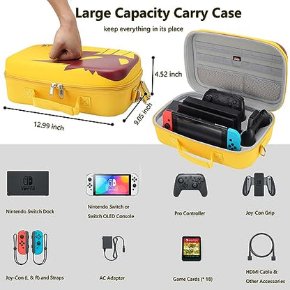 Flyekist Carrying Storage Case for Nintendo Switch/Switch OLED Model, Portable Travel Messenger Bag Soft Lining 18Games for Pro Controller and Switch Accessories