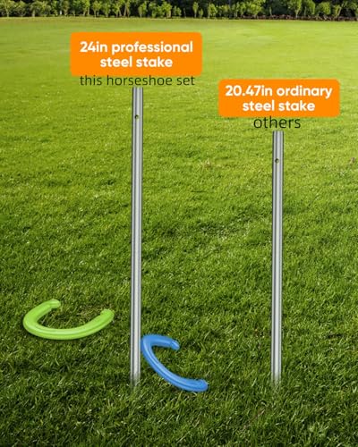 NQV Horseshoe Outside Game, Horse Shoe Game Kit, Horseshoe Set for Kids Adults. - style: outdoor horseshoe blue & green