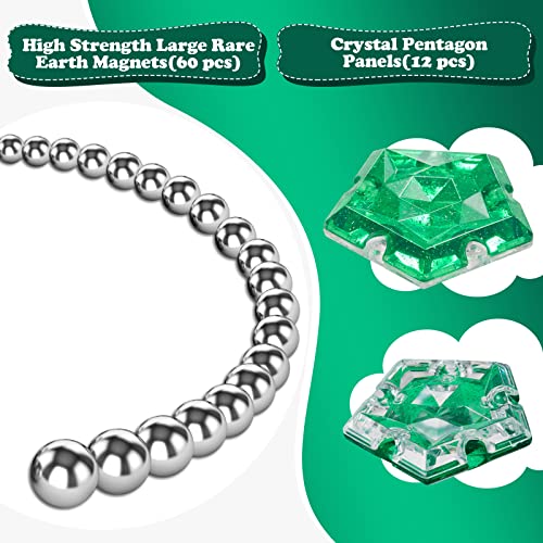 Magnetic Fidget Sphere Magnets Balls - Crystal Green Holographic Glitter - Magnet Fidgets Toy - 12 Piece Set - Creativity Beyond Imagination, Inspirational, Recreational, Desk Toys for Adults - color: Crystal Green Holographic Glitter