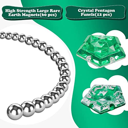 Magnetic Fidget Sphere Magnets Balls - Crystal Green Holographic Glitter - Magnet Fidgets Toy - 12 Piece Set - Creativity Beyond Imagination, Inspirational, Recreational, Desk Toys for Adults - color: Crystal Green Holographic Glitter