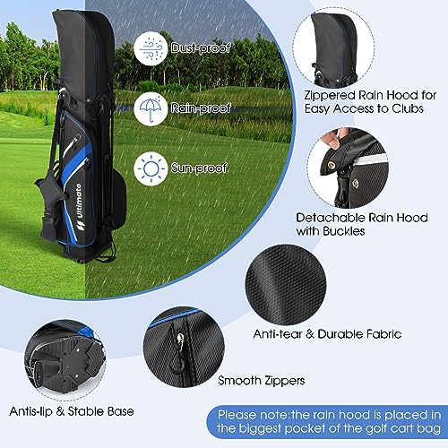 KOTEK Golf Stand Bag, 14 Way Top Divider Golf Club Bag with Cooler, 6 Zippered Pockets, Rain Hood, Adjustable Dual Shoulder Straps & Umbrella Holder, Lightweight Golf Bag for Men Women - color: Blue
