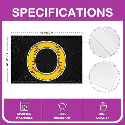 Erosebridal Initial Placemats 12x18 inch Set of 4 Boys Baseball Monogrammed Place Mats | Sports Gaming Table Place Mats Softball Accessories Yellow Black Oil Proof Washable Placemats - color: Yellow O