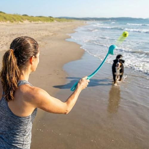 Outward Hound FlyFetch Launch-A-Ball Dog Toy, Launches Up to 3X Farther, Works with FlyFetch Squeaker Ballz & Rubber Balls, 15.5", Medium - color: Ball Launcher Blue
