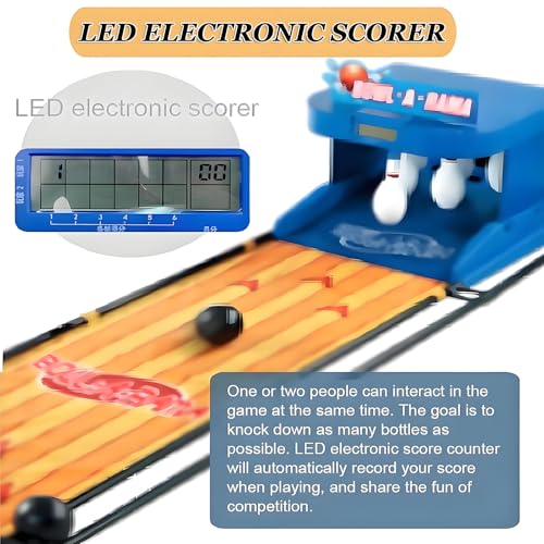Electric Bowling Machine with LED Electronic Scoreboard - Indoor Family Game Bowling Alley for Kids, Foldable Set with Automatic Reset