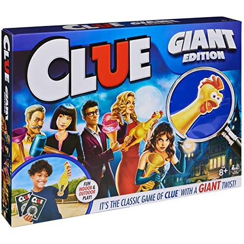 Spin Master Games, Clue Giant Edition, Family Game for Indoor & Outdoor Fun with Big Oversized Board, for Family and Kids, 2-4 Players, Ages 6 & Up - style: Giant Clue
