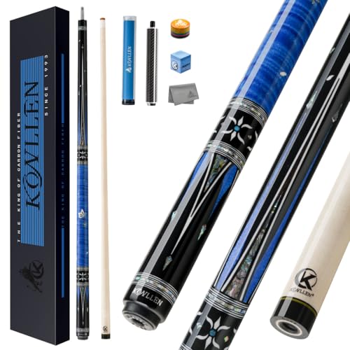 KONLLEN KL-KB Low Deflection Maple Billiards Cue Pool Cue Stick Real Wood Abalone Shell Inlay Wrapless 12.5mm Tip - color: AK-KB-2-set3