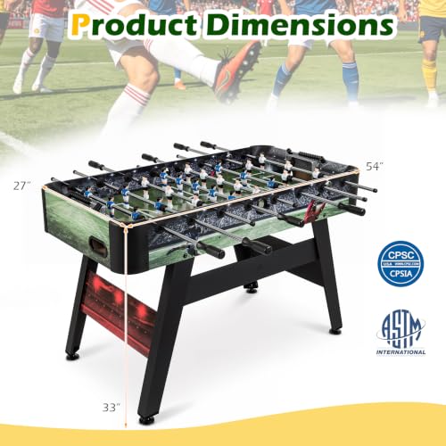 Goplus 54 Inch Full Size Foosball Table, Soccer Game Table with 2 Balls, 22 Players, Ergonomic Handles, Adjustable Leg Levelers, Competition Size Arcade Foosball Table for Home Game Room Adults
