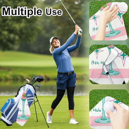 Funny 19th Hole Golf Towel 16x24 Inch, Funny Microfiber Towels for Golf Bags with Clip, Retirement Birthday Gifts for Men Women Golfers Grandpa Husband Boyfriend Dad Wife Mom Fan - 19th Hole - color: 19th Hole Golf