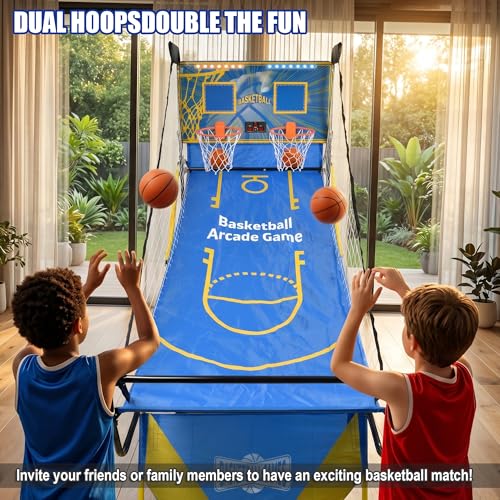 Single-Shot Basketball Arcade Game for Playroom and Small Spaces