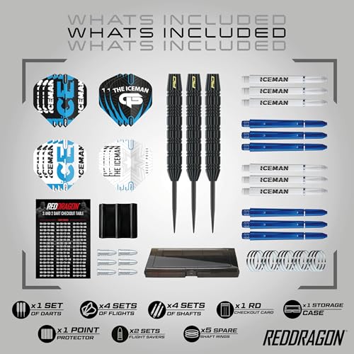 RED DRAGON Darts - Professional Darts Accessories - Choose from Full Dart Accessory Kit (Flights, Shafts, Finger Grip Wax & More) or Precision Dart Practice Rings - Multiple Options Available - style: Iceman
