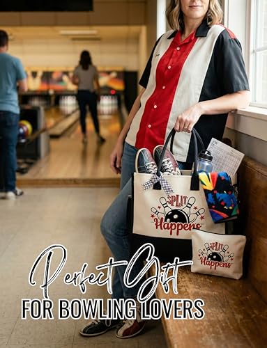 InnoBeta Bowling Gifts for Women, Bowlers Tote Bag with Top Zipper Closure and Shoulder Strap for Birthday, Christmas and Every Special Occasion