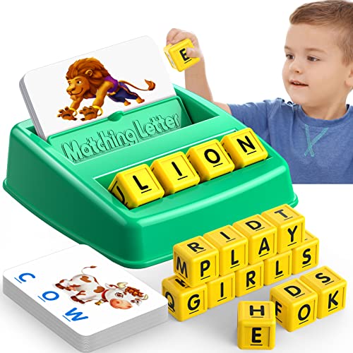 Toys for 3-8 Year Olds Boys Girls, Matching Letter Game Educational Games for Kids Ages 3-8 Easter Birthday Gifts for 3-8 Year Olds Boys Girls Preschool Kindergarten Educational Spelling Toys Green - color: Green