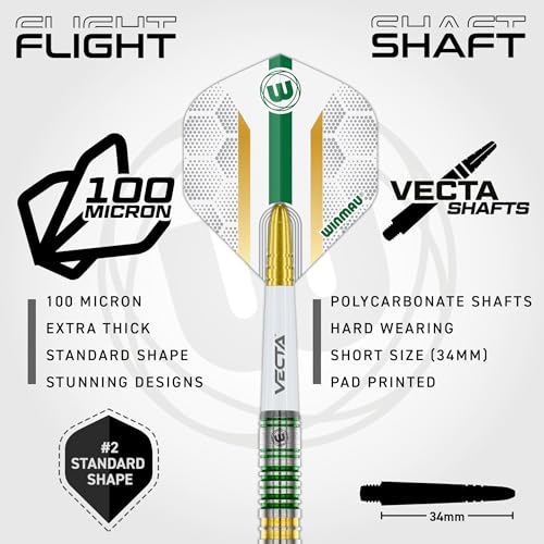 Winmau Xenon Professional Darts Set - 90% Tungsten Darts with Flights & Shafts - Ringed Grip Barrels for Precision Control - Available in Soft Tip 18g and Steel Tip 23g-25g - style: 25g - Steel Tip