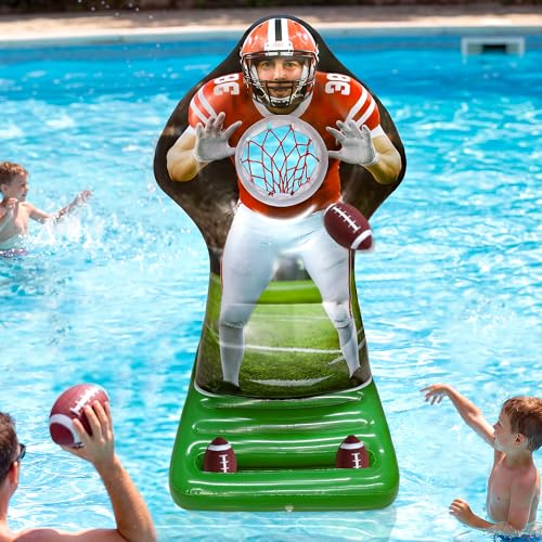 Pool Games Set, Inflatable Football Toss Pool Game, Floating Summer Pool Game for Kids Adults & Teens, Water Toys for Swimming Beach Backyard, Outdoor Family Party Fun Toys Gift for Boys Girls