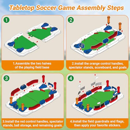 Tabletop Soccer Game for Kids, Mini Foosball Desktop Soccer Shootout Game with Dual Controls, Sound Effects & Scoreboard, Interactive 2-Player Family Game, Educational Toy for Boys Girls