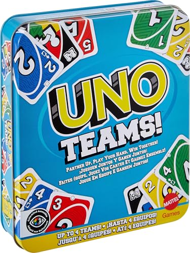 Mattel Games UNO Teams Card Game for Kids, Adults & Family Night, Parties & Travel with Special Rules (Amazon Exclusive) - style: UNO Teams