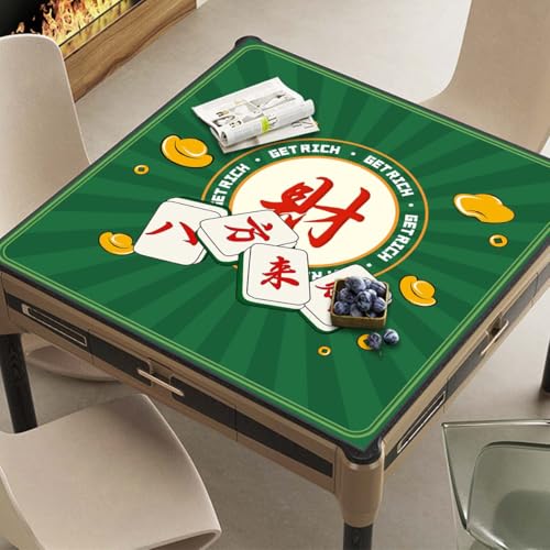 Mahjong Mat, Non-Slip Noise Reducing Game Mat, 31.5 Inch Mahjong Table Mat,Mahjong Mat with Cloth Bag and Carton Storage,Suitable for Mahjong, Dominoes, Solitaire and Other Games. (Rich-Green) - color: Rich-green