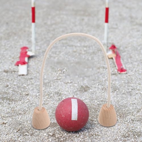 5pcs Cotton Rope Croquet Wickets with Wood Base Set, Outdoor Backyard Croquet Game Gates for Family Lawn Sports and Garden Activities