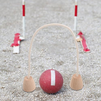 5pcs Cotton Rope Croquet Wickets with Wood Base Set, Outdoor Backyard Croquet Game Gates for Family Lawn Sports and Garden Activities