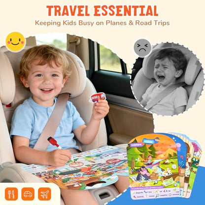 JoyCat Reusable Sticker Book Set (4-Pack), Kids Sticker Activity Books, 120+ Stickers for Toddlers, Travel Toys for Car Airplane Road Trips, Preschool Educational Learning Gifts for Boys Girls - style: 4-Pack: Mixed Themes