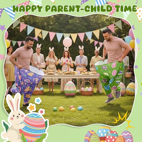 Easter Granny Pants Yard Game, 4 Pcs Outdoor Party Giant Granny Pants with 40 Pcs 2.4 Inch High-Bounce Easter Egg Balls, No Inflation Needed, Outdoor Toss Game for Backyard Family Reunion