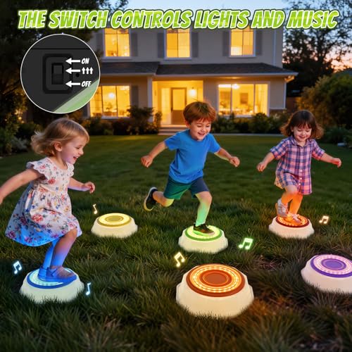 Light Up Stepping Stones for Toddlers 3-5 - 6 PCS Non-Slip Musical Stackable Step Stones, Toddler Obstacle Course Sensory Toys, Indoor Outdoor Jumping Play 1-3 Years Old Boys Girls Birthday Gifts - style: 6 LED Pads