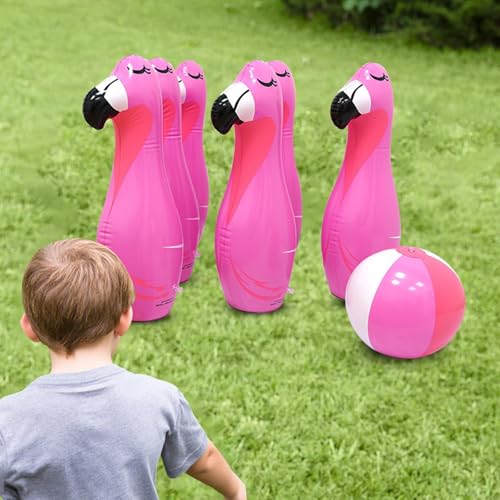 DYNWAVE Kids Inflatable Bowling Set Ball and Bowling Pins Early Education Party Game Indoor Outdoor Games for Events Birthday