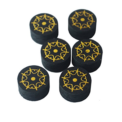 Collapsar 6pcs 14mm Black Multiple Layer Pigskin Pool Cue Tips H M S - color: M