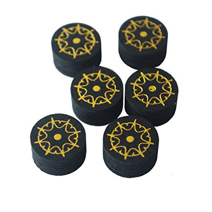 Collapsar 6pcs 14mm Black Multiple Layer Pigskin Pool Cue Tips H M S - color: Mix