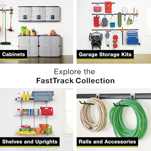 Rubbermaid FastTrack 2-Handle Hook (S Hook) Mounted Garage Storage and Space Saving Organization System Metallic Powder-Coated Steeel for Rakes/Brooms/Toys/Ladders - style: Double-Handle Hook