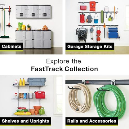 Rubbermaid FastTrack 2-Handle Hook (S Hook) Mounted Garage Storage and Space Saving Organization System Metallic Powder-Coated Steeel for Rakes/Brooms/Toys/Ladders - style: Double-Handle Hook