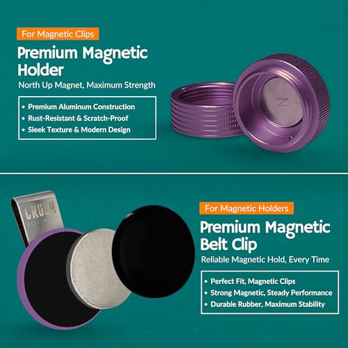 Magnetic Chalk Holder with Lid & Belt Clip – Round Billiard Pool Cue Chalk Holder with Strong Magnet, Portable Snooker Chalk Case for Players - color: Purple