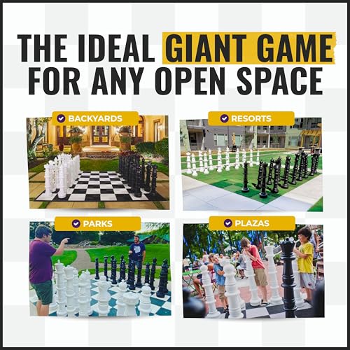 MegaChess Giant Chess Set Game with 49" Tall King - A Large Chess Set Yard Game for Families Looking for Outdoor Jumbo Games - 32 Large Pieces Made from Durable HDPE (Board Not Included)