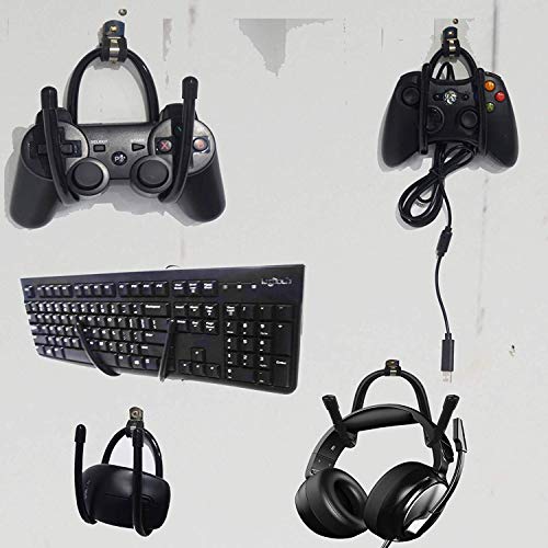 Flexible Adjustable W Rack,Multifunction Wall Mount Display Stand,Multipurpose Holder Hooks,Universal Organizer Storage Clips,Wall Hanger for Skateboard,VR Headset,Sword, Hat,Helmet,Coat,etc - 2 Pack