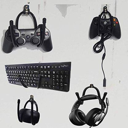 Flexible Adjustable W Rack,Multifunction Wall Mount Display Stand,Multipurpose Holder Hooks,Universal Organizer Storage Clips,Wall Hanger for Skateboard,VR Headset,Sword, Hat,Helmet,Coat,etc - 2 Pack
