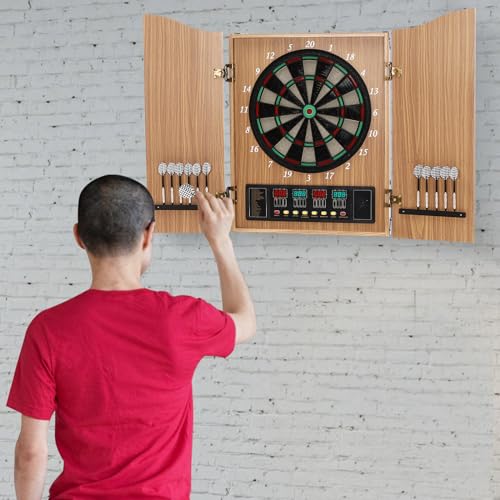 Electronic Dart Board, 4 LED Electric Digital Dart Boards for Adults, Wall-Mounted Electronic Dart Machine with 12 Soft Tip Dartboard Set