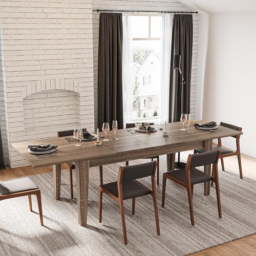 71"-106" Extendable Dining Table for 4-12 People, Space-Saving Extra Long Transformer Table with Extension Leaves Holder, Oak - color: Oak, style: 71" - 106.5" (4-12 People)