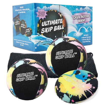 Activ Life The Ultimate Water Skip Balls, Water Bouncing Ball for Swimming Pool, Beach Toys for Friends, Family, Kids and Adults - style: Splatter