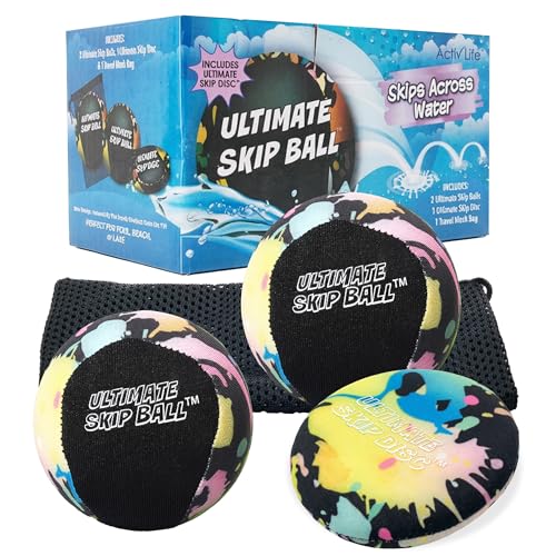 Activ Life The Ultimate Water Skip Balls, Water Bouncing Ball for Swimming Pool, Beach Toys for Friends, Family, Kids and Adults - style: Splatter