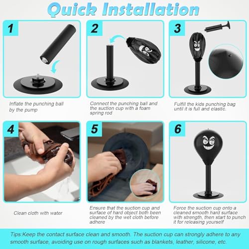 Desktop Punching Bag, Stress Buster with Suction Cup for Office Table and Counters, Heavy Duty Stress Relief Ball, Desk Boxing Punch Ball