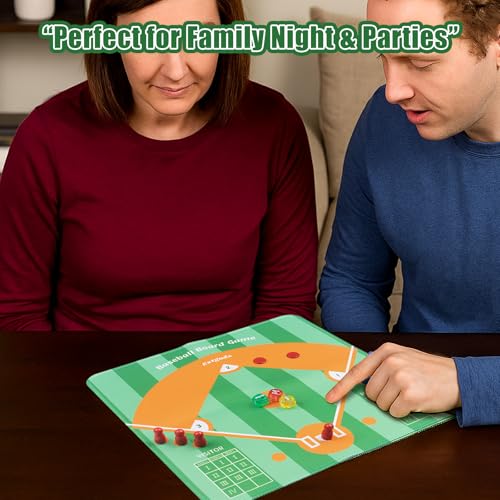 Extguds Baseball Board Game, Baseball Dice Board Game for Families, Parties and Gatherings, Classic Tabletop Baseball Games with Scorepad, Dice, Wooden Pieces, Storage Cube and More, for 2-6 Players