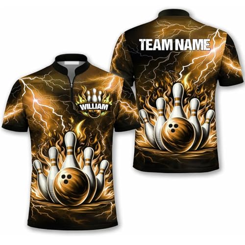 GABITA Personalized Bowling Jerseys for Men, Custom Bowling Polo Shirt, Bowling Shirts Gift for Bowler Team Player - color: A53