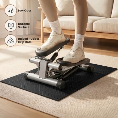 Double-Sided Non-Slip Workout Mat for Elliptical Machine, 23.6" x 17" Stepper Mat for Under Desk Ellipticals & Pedal Exercisers, Stability & Floor Protection, Vibration Plate Mat Compatible - size: 26''×18''
