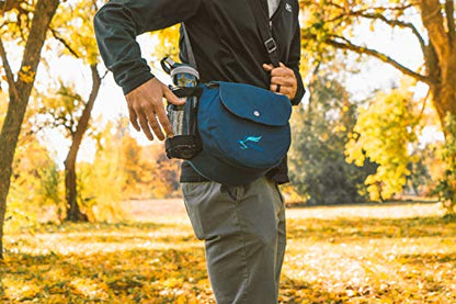 Kestrel Black Disc Golf Bag - Fits 6-10 Golf Discs + Bottle - For Beginner & Advanced Golfers - Extremely Durable Canvas - Frisbee Golf Bag - Small Sling/Shoulder Disc Golf Bag For Men & Women - color: Blue