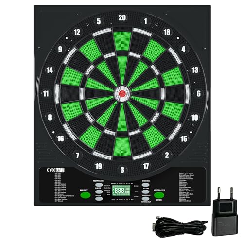 CyeeLife Electronic Dart Board,Soft Tip Dartboard Set,Digital Electric Dart Boards with LED,12 Darts 24 Flights 50 Tips 2 Flight Protectors Power Adapter - color: Electronic DartBoard