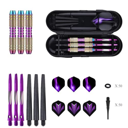 Soft tip Darts Set 18/20 Grams - Professional Darts Plastic Tip with Brass Barrel + Aluminum Shafts + 50 Rubber o-Ring + 6 Flights +50 Soft Tips for Electronic Dartboard - color: 20g-Purple