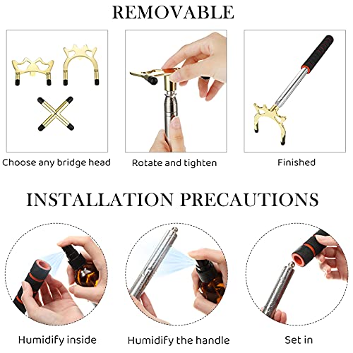 Skylety Retractable Billiards Cue Snooker Pool Bridge Stick with 3 Pieces Removable Bridge Head, Snooker Set Billiards Pool Cue Accessory for Pool Table - color: Gold