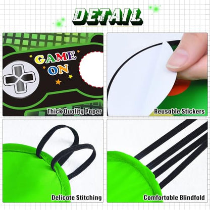 WERNNSAI Pin The Button on The Game - Gamer Party Decorations Birthday Games for Kids Party 21" x 28" Game Poster with 24 Sticker for Boys Gaming Night Birthday Wall Home Room Decorations - style: Video Game A